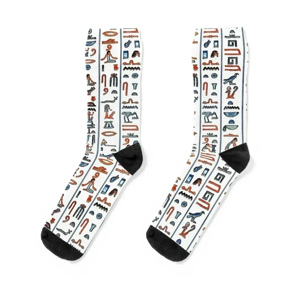 Ancient Egyptian Hieroglyphs (Original Colors on White) Socks FASHION bright garter anime fashionable Socks Women Men's