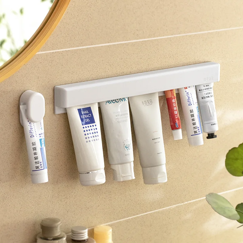 1/2pcs Wall Mount Toothpaste Holder Bathroom Toothpaste Storage Rack No Drill Space-Saving Toothpaste Holder