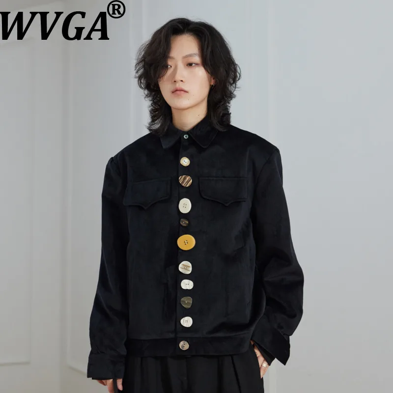 WVGA Spring Autumn New Men Dark Style Chinese Style Corduroy Jacket Colorful Irregular Buttons Niche Chic Casual Coat Ins W27193