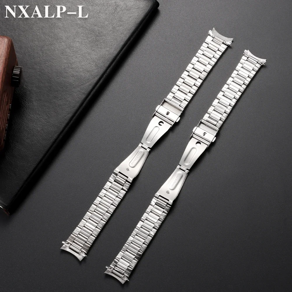 Stainless Steel Watch band 20mm 22mm Curved End Bracelet for Seiko for Omega Strap Men's Metal Wristband Folding Safety Buckle