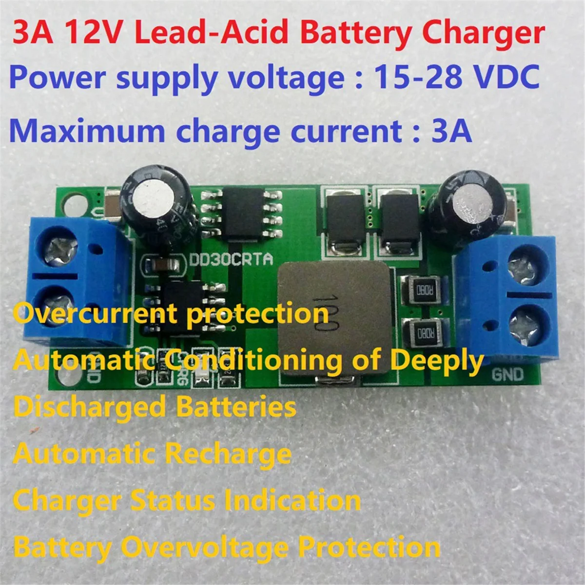 3A 12V 1-1000AH Lead-Acid Battery Charger Accumulator Charger for UPS Car Motorcycles Electric Road Vehicle, B