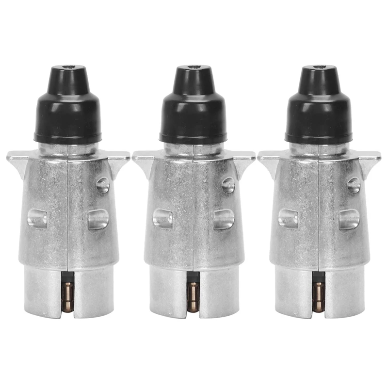 3X 7-Pin Trailer Plug Heavy Duty Round Pin 7-Pole Wiring Connector 12V Towbar Towing Caravan Truck Plug