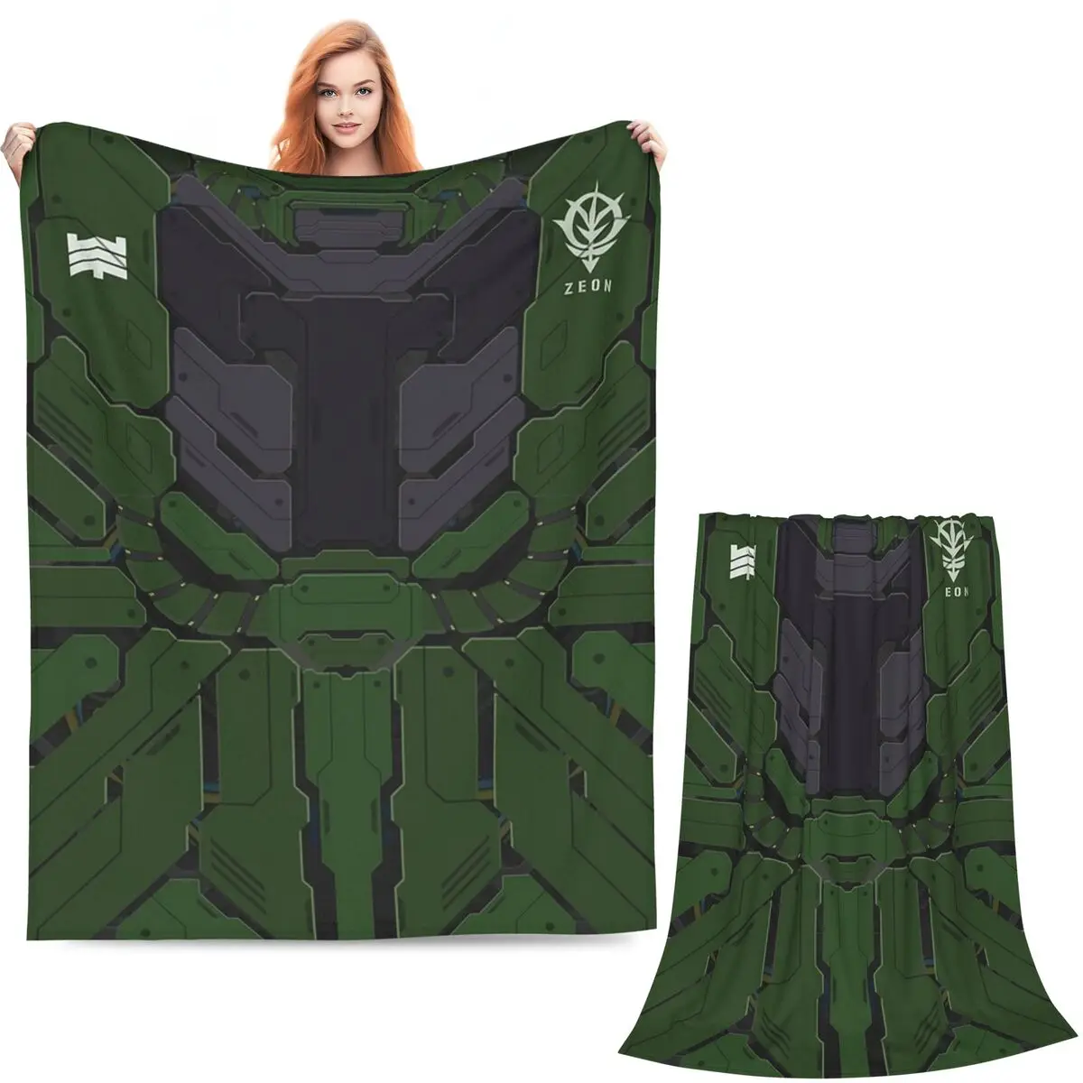 Zeon Zaku II Inspired Blankets Soft Warm Flannel Throw Blanket Plush for Bed Living room Picnic Travel Home Couch