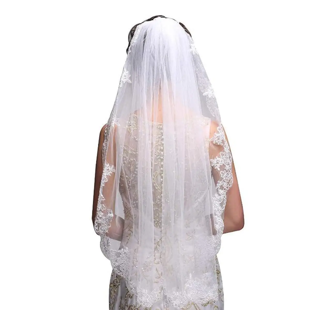 Wedding Veil Bridal Lace Traditional Vintage Bride Veil Short Bride Veils with Comb