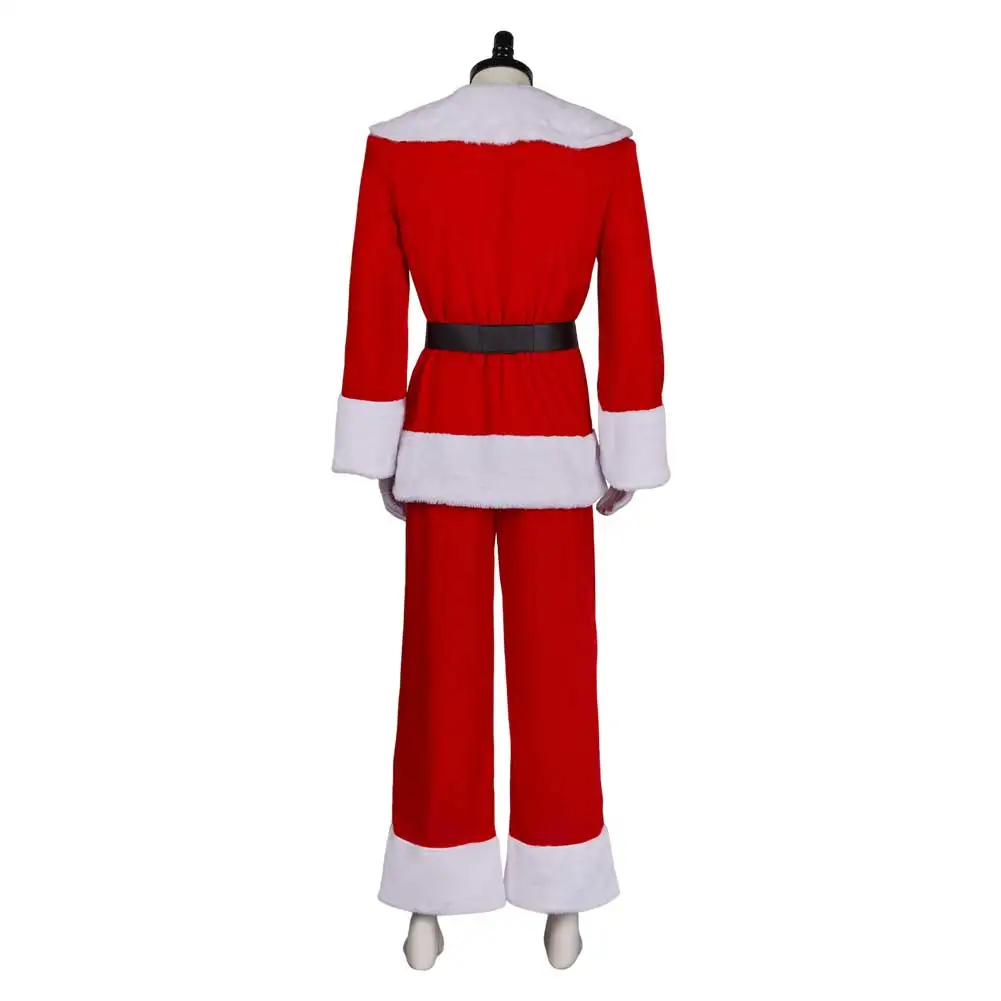 Costume de cosplay de Noël Satan, chapeau rouge du père Noël, manteau de fête de carnaval d'Halloween, pantalon, vêtements imbibés, film, 2024, 51