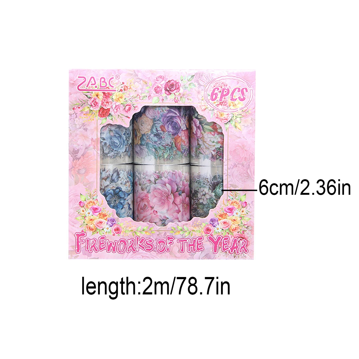 6 Rolls/Box Cute Floral Pattern Stickers, Waterproof PET Material Sticker Rolls, DIY Scrapbook Decorative Tape, School Supplies