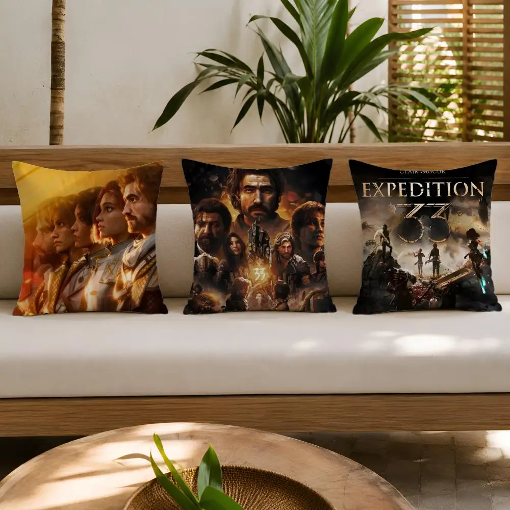 Game C-Clair Obscur Expedition 33 Cushion Cover Wrinkle-Resistant Short Plush Cushion Covers Breathable Machine-Washable