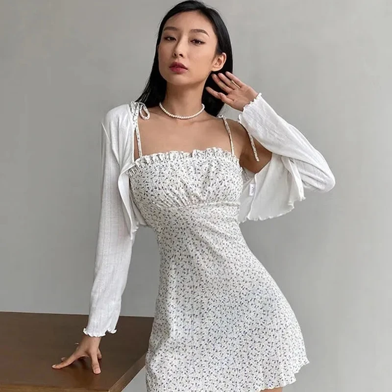 2024 Summer Solid Color Thin Cardigan Women All Match Long Sleeve Sun Protection Cardigan Woman Korean Style Lace Up Crop Top