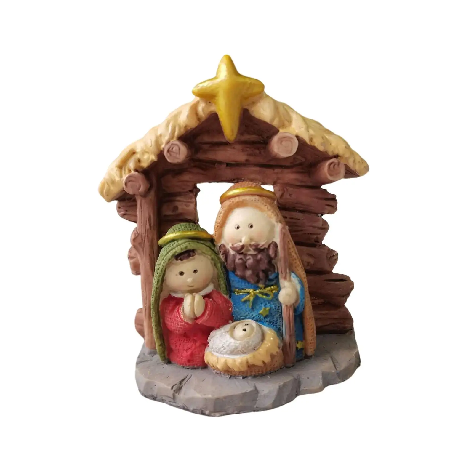 Holy Family Figurine Joseph Jesus Mary Nativity Scene Showpiece Sculpture Christmas Religious for Car Table Shelf Bedroom Gift