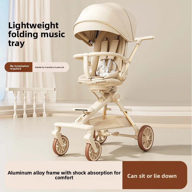 

Lightweight Baby Stroller for Newborns - Reversible Seat 4-Wheel Shock Absorption Sit & Recline Pushchair