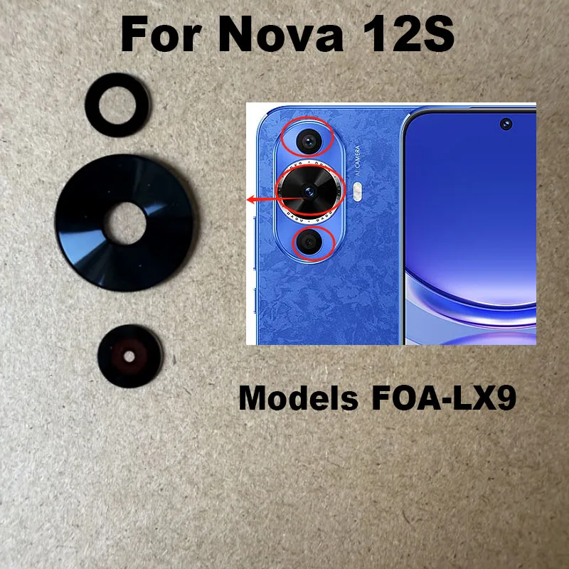 For Huawei Nova 12S Back Camera Glass Rear Camera Lens Glass Cover Replacement Repair Parts+Adhesive Sticker FOA-LX9