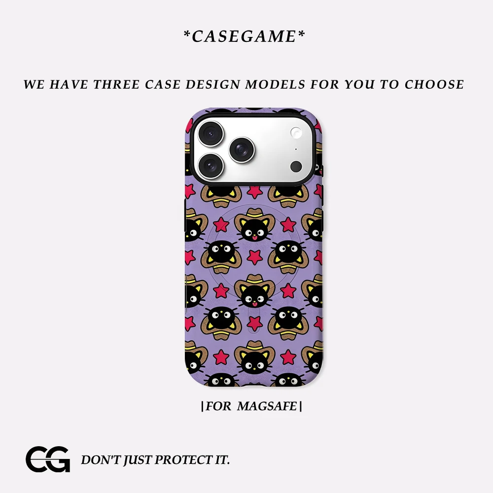 Casegame Matte Stoßfänger-Hülle für MagSafe für iPhone 17 16 15 14 Plus 13 Pro Max Stoßfeste Harte PC Cowboy Katze Stern Abdeckung