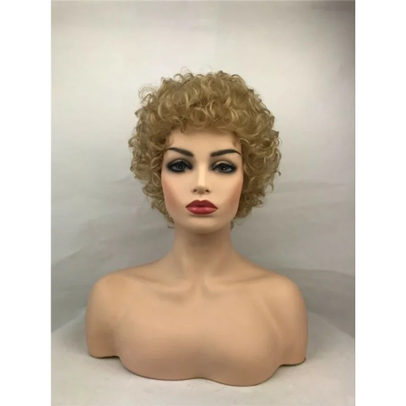 

Женский парик, новая мода, элегантные короткие натуральные золотистые смешанные светлые вьющиеся парики