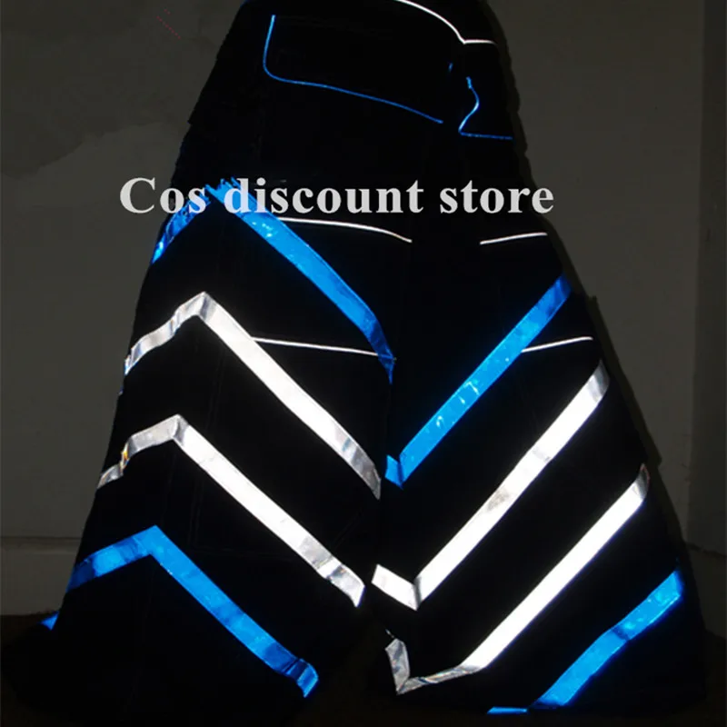 

Blue White Strips Cool Ghost Walk Costume Reflective Pants Shuffle Luminous Pants Casual Hip-hot Dance Trousers Fashion