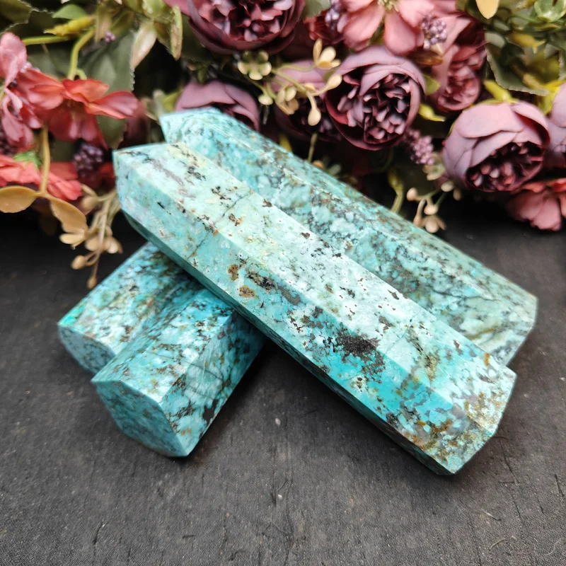 

Bulk Wholesale Natural Healing Gemstone Decor Moss Tower Crystals Turquoise with Chrysocolla Towers