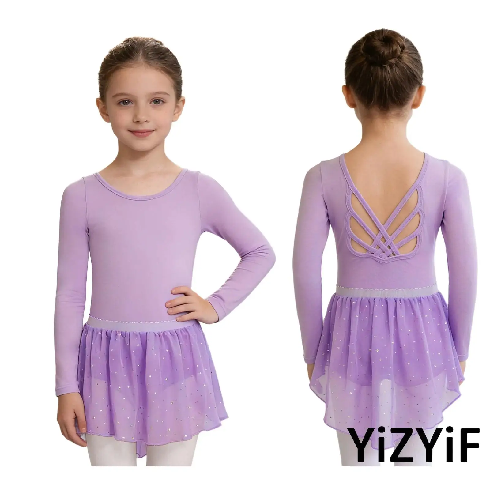 

Kids Girls Gymnastics Performance Leotard And Shiny Sequins Skirt Set Ballet Dance Competition Clothing Figure Skating Dancewear