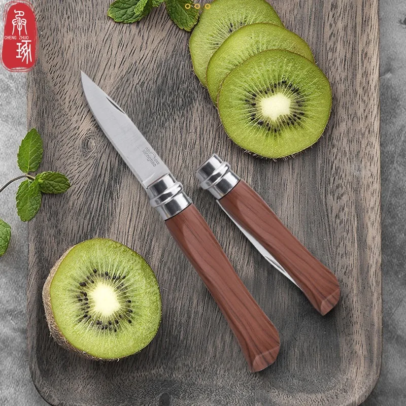 Stainless Steel Folding Fruit Knife Conveniently Pocket Knife Wooden Handle Kitchen Supplies Perfect for Fruit Vegetables Knives