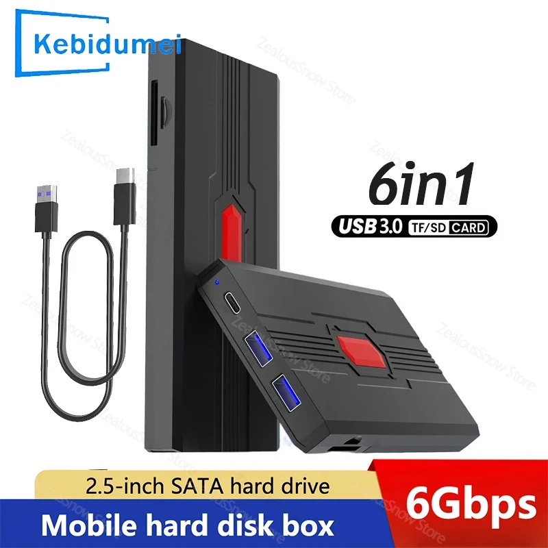

HDD Case 2.5'' SATA to USB 3.0 Hard Drive Enclosure for 2.5Inch SSD Disk HDD Box Adapter Support TF/SD Card Reader for PC Laptop