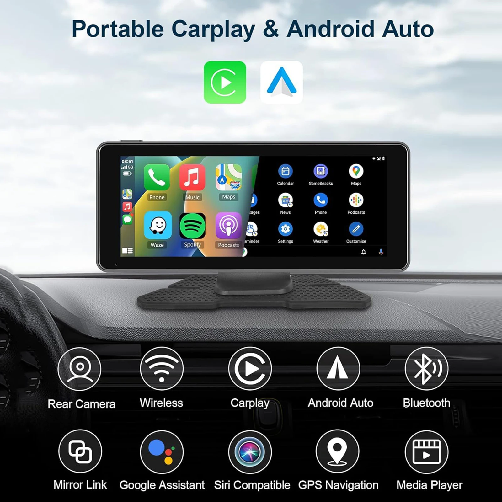 6.86 Inch Car Mounted Multimedia Player for Vehicle Car Stereo with Apple Carplay/android Auto/mirror Link Touchscreen