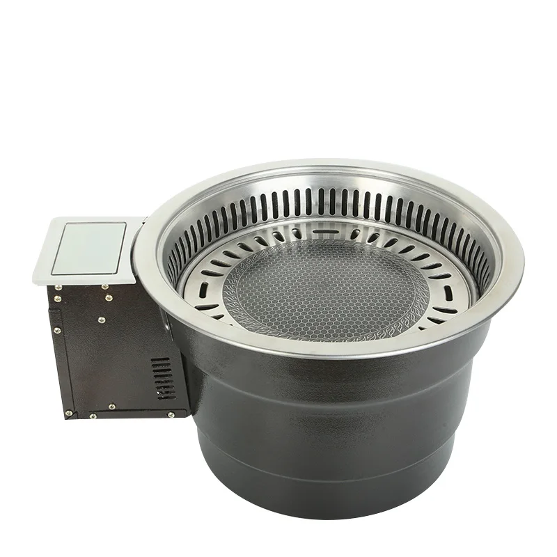 Popular Korean Barbecue Restaurant Commercial Energy Saving Multi-function Smokeless Embedded Electric BBQ Grill with Purifier