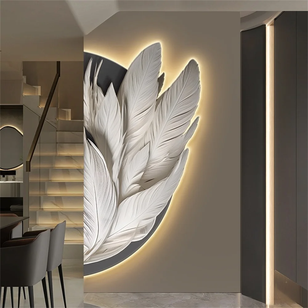 الفن التجريدي ركن الممر جدارية وحدة إضاءة LED جداريّة مصباح غرفة المعيشة غرفة نوم داخلي ريشة معلقة اللوحة ضوء الليل الزخرفية #4