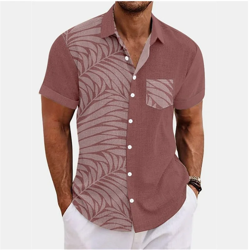 Men's Shirts 2023 Summer Hawaiian Shirt Leaf Print 6 Colors Outdoor Street Short Sleeve Clothing Sports Fashion Designer 5XL