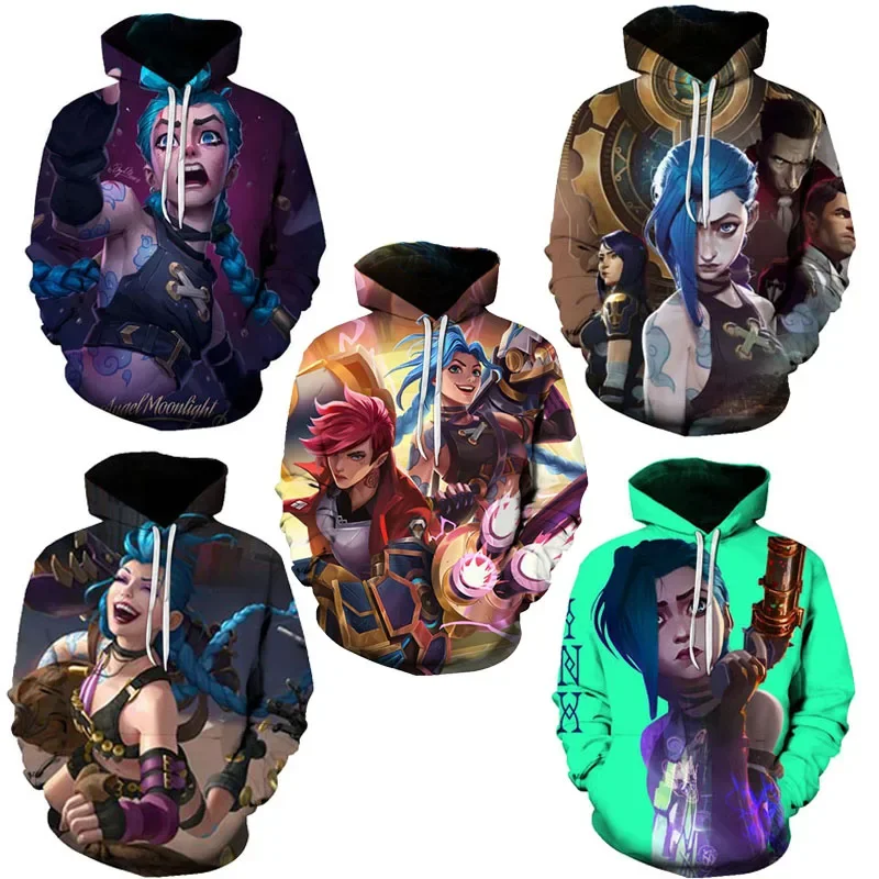 Game Arcane KDA Girl Group Jinx Cosplay Costumes New 3D Printing Zipper Hoodie Men And Women Casual Sportswear Harajuku Coat
