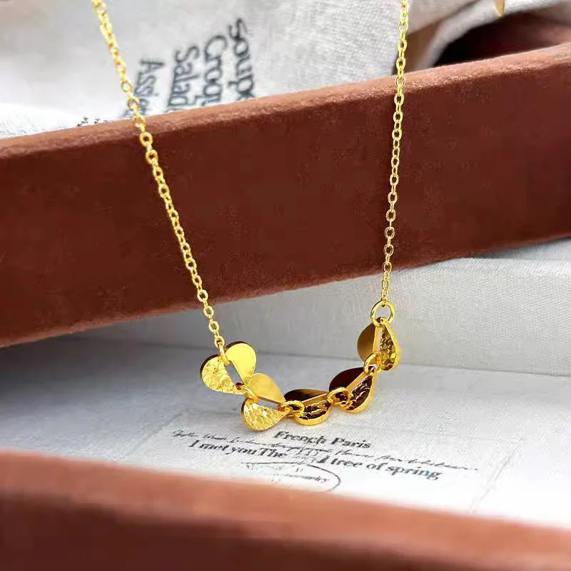 Gold store with the same 9999 burst flash broken ice ice love necklace senior sense of exquisite light luxury fashion real gold