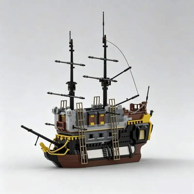 1988PCS Navy Series Floating Castle Pirate Ship Model MOC Building Blocks DIY Assembly Educational Toy Birthday Festival Gifts
