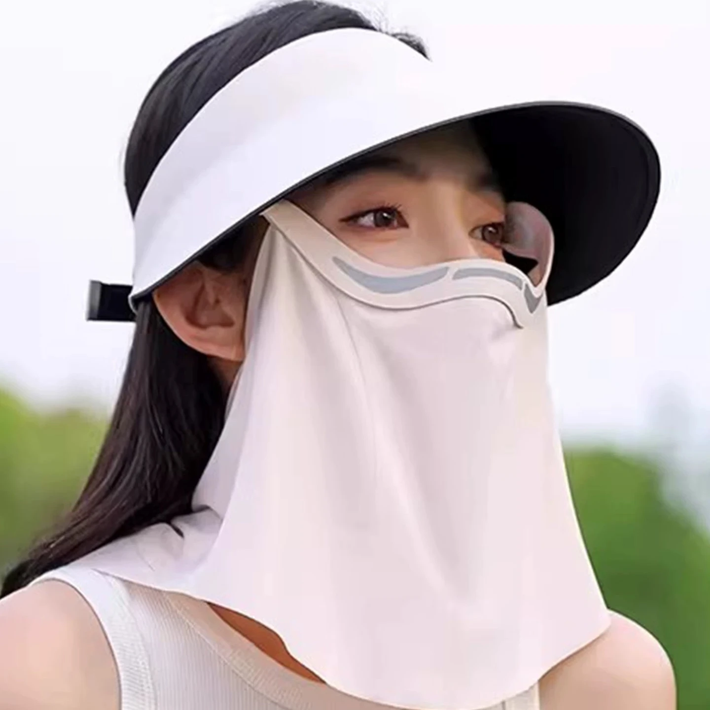 Neck protection integrated sunscreen cap UV protection women's summer full protective mask Removable sun hat