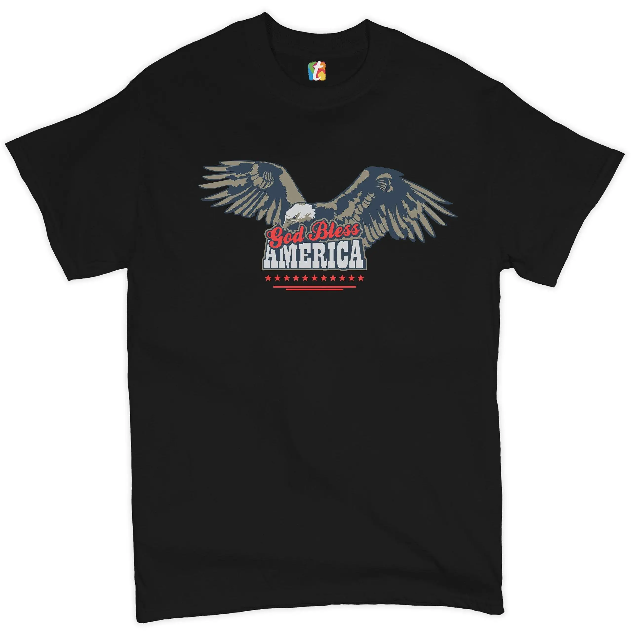 God Bless America T shirt 4th of July Independence Day American Bald Eagle Freedom Liberty Land the Free Home Brave Men's