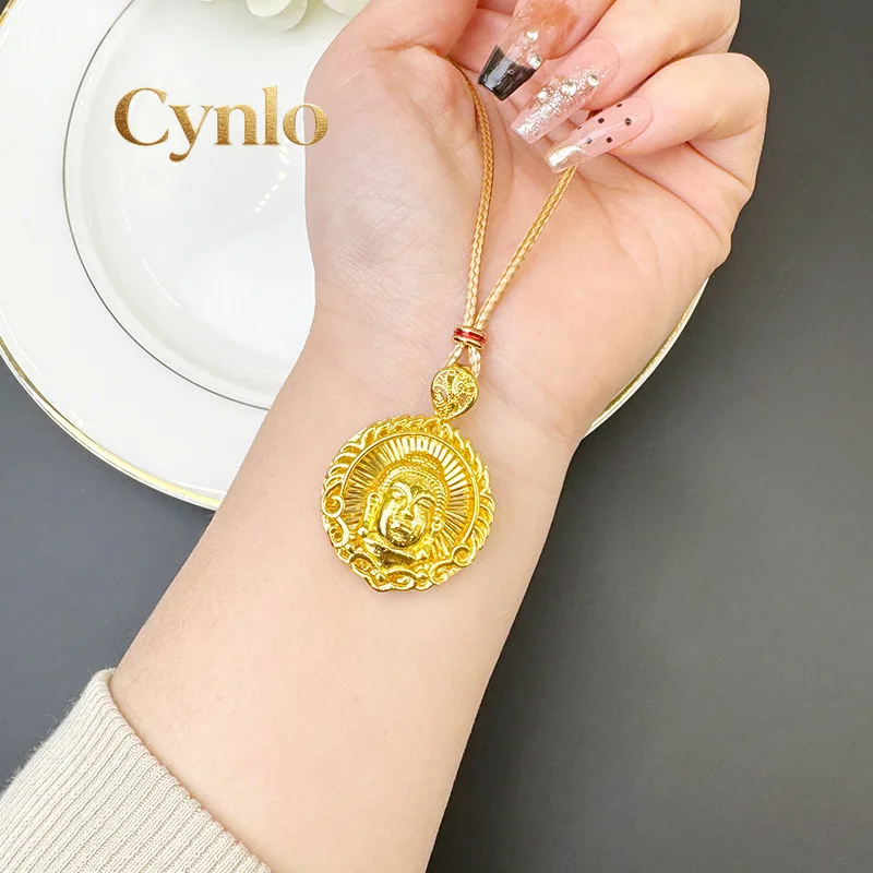 Cynlo Jewelry Unisex Tathagata Buddha Flame Pendant Necklace 24K Gold AU999 - Unisex style, warm 24K luster, AU999 guarantee for