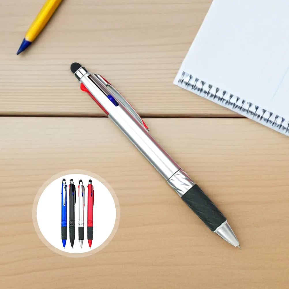 

4Pcs Creative Rotation 3-Color Ballpoint Pens with Stylus 0.7mm Tip Comfort Hand Feel Multipurpose for School Office Business