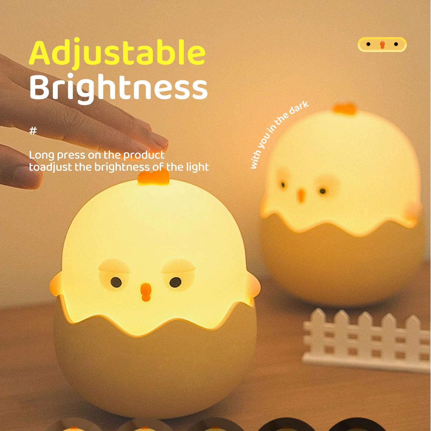 

Night Lights Eggshell Chicken Silicone LED Light Children's Bedroom Decorate 7 Color Touch Adjustable Nightlight Indoor Lighting