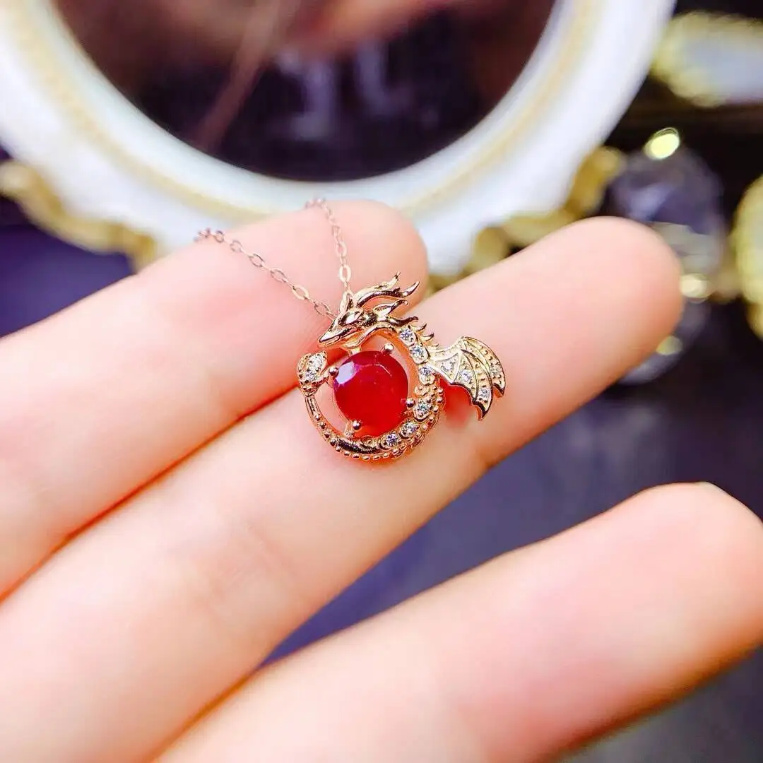 KJJEAXCMY New Jewelry Natural Women's Ruby Pendant 925 silver inlay Colorful and splendid Crystal pure fire flash explosion