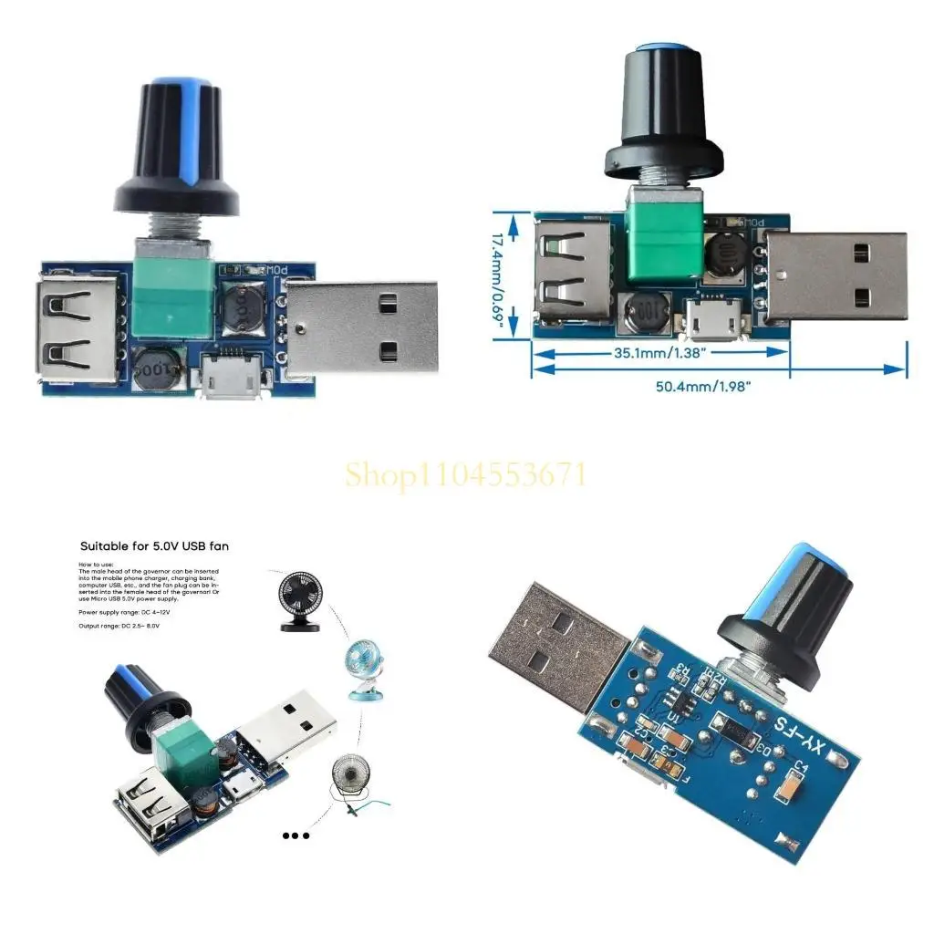 

Best Seller USB Speed Regulation Controller 4V-12V for Chassis Fan Multi-Gear Fan Governor
