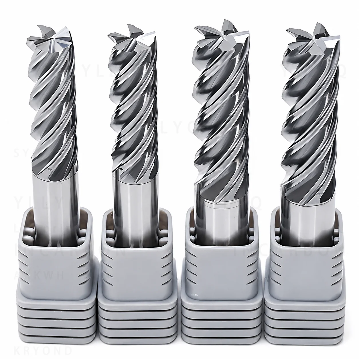 HRC68 5 Flute Solid Carbide End Mill Roughing Finishing Integrated CNC Milling Cutter for Steel High Hardness Machining