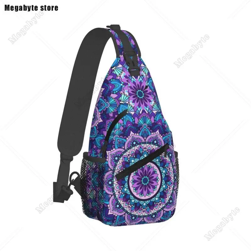 Bohemia Ethnic Mandala Flower Pattern Crossbody Sling Backpack Men Custom Shoulder Chest Bag for Cycling Camping Daypack