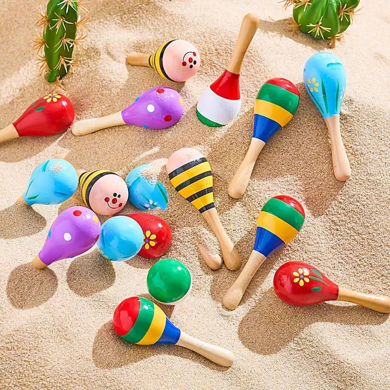 Maracas Party Favors 10PCS Party Wooden Maracas Shakers Cute Egg Shaker For Boys & Girls Musical Instrument Toys For Hand-Eye