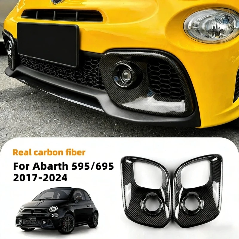 

For Fiat For Abarth 595 695 Real Dry Carbon Fiber 2017-2024 Interior Fog Light Grille Cover Decoration Modification Accessories