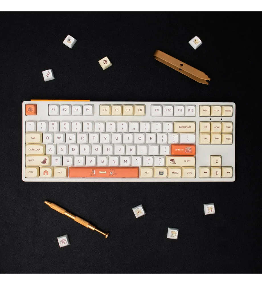 Keycap personality sublimation 138 key mechanical keyboard cap 64/75/87/96 Shiba Inu keycap XDA height yellow and white puppy