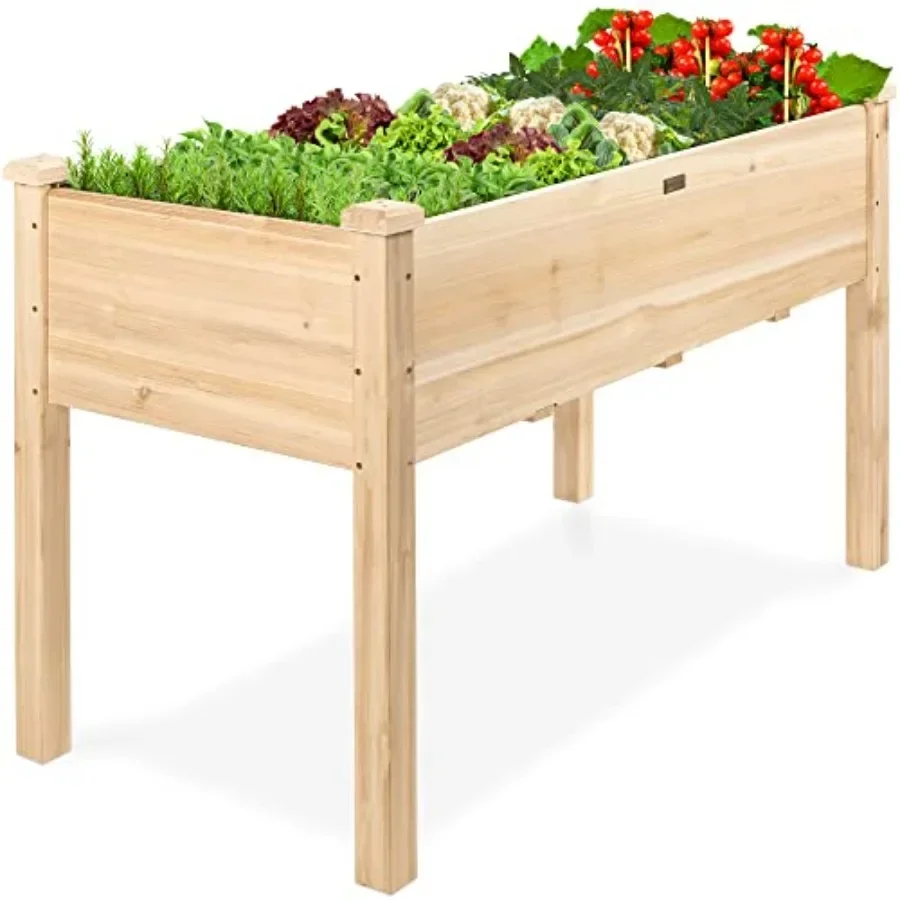 x 30 Inch Raised Garden Bed, Elevated Wood Planter Box Stand for Backyard, Patio, Balcony with Bed Liner, 200 Pound Capacity