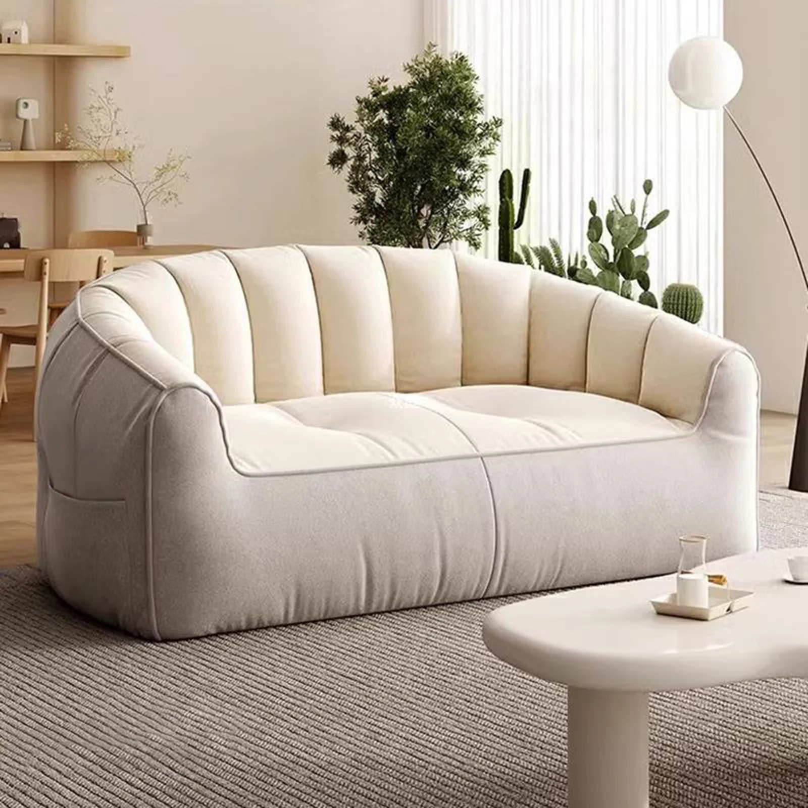 Lazy Sofa Couch Soft Fashion Sofa Versatile Small Beg Chair with 2 Seats for Apartment Playing Room Living Room Office