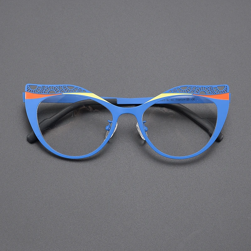 Color ultralight titanium niche glasses frame men's and women's fashion design cat-eye personality retro prescription myopia gla image 4