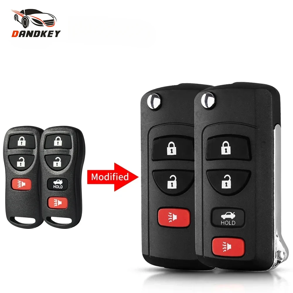 Dandkey Modified Flip Folding Remote Car Key Shell Case For NISSAN Pathfinder Titan Versa Maxima Frontier Xterra Murano INFINITI