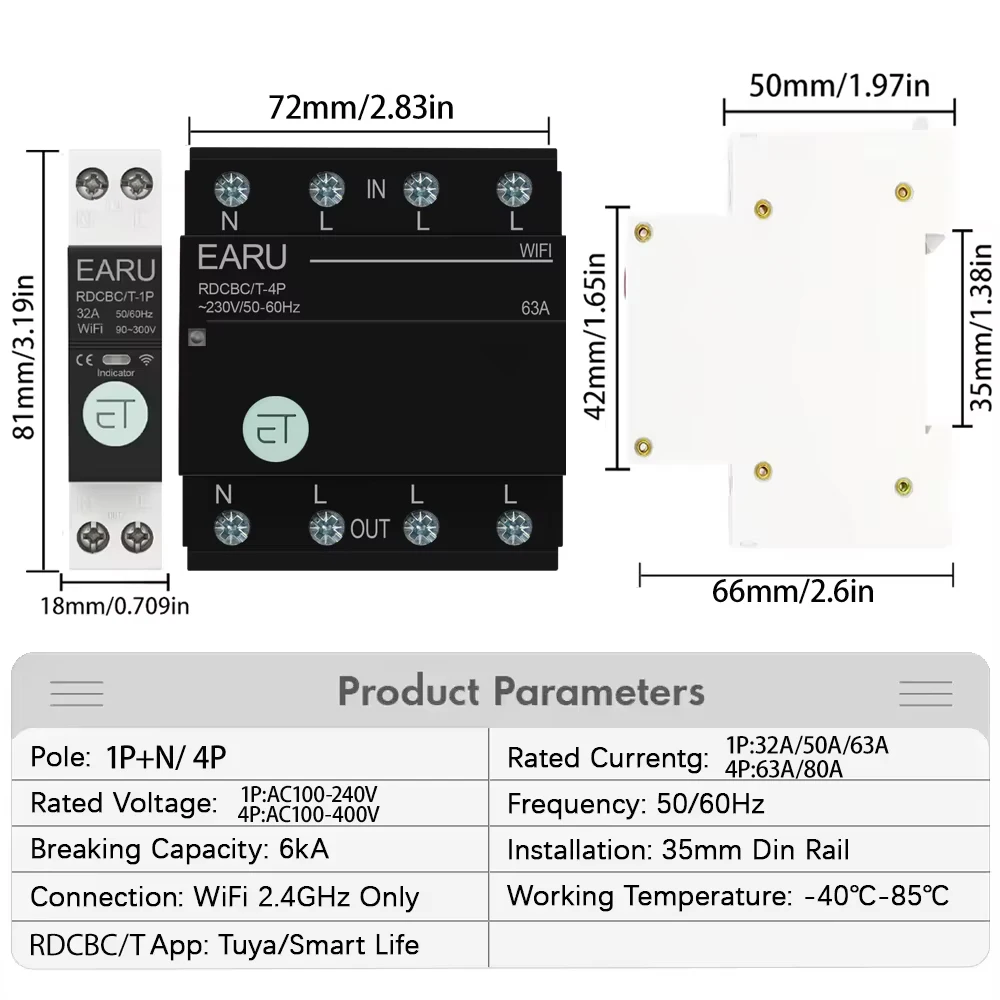 Smart WiFi Circuit Breaker Time Timer Relay Switch Smart Home House Voice Remote Control by TUYA APP Work with Alexa Google Home