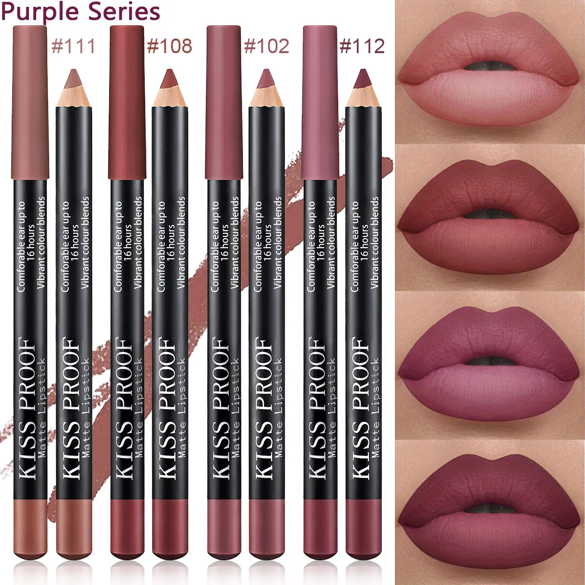 4Pcs/Set Wood Lipstick  Nude Brown, Velvet Matte, Long lasting Waterproof Formula, Easy To Apply Natural Lip Makeup