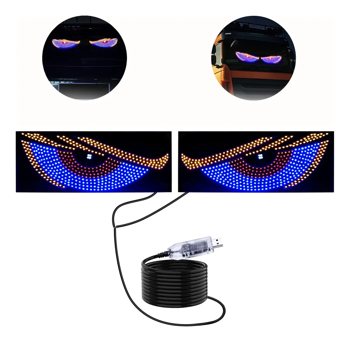 30*12cm Car Devil Eyes Light Led Soft Screen DIY Colorful Car Windshield Dynamic LED Waterproof