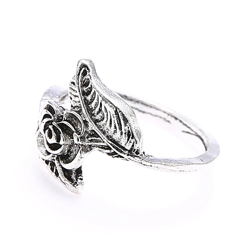 4pcs/set Antique Silver Color Vintage Bohemia Ring Set Rose Flower Rings For Women Charm Bohemia Floral Knuckle Ring view 3