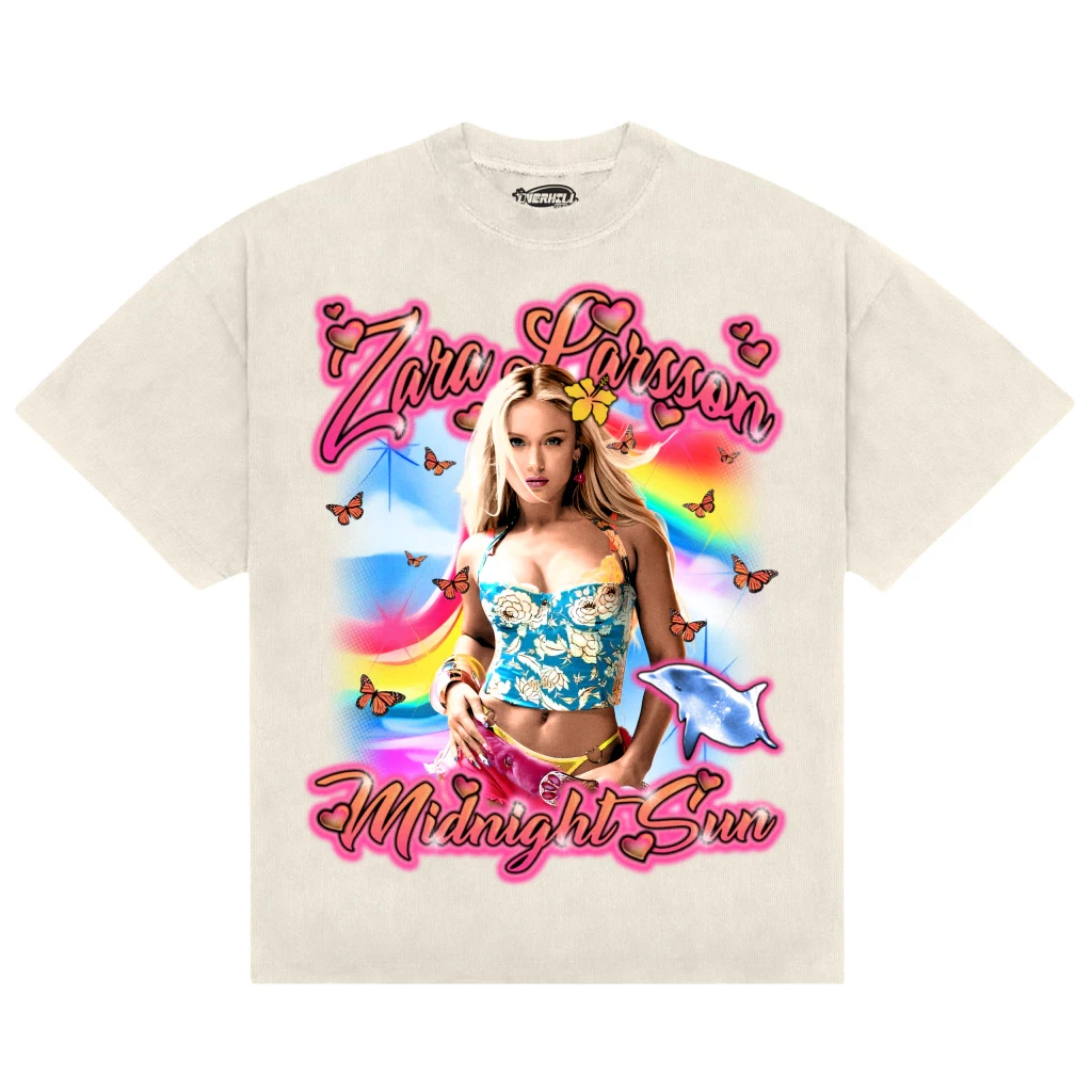 Singer Zara Larsson Tee 2026New Midnight Sun Photo Tour Tee 100%cotton Comfortable High Quality Cartoon Print Round Neck Tees